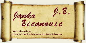 Janko Bicanović vizit kartica